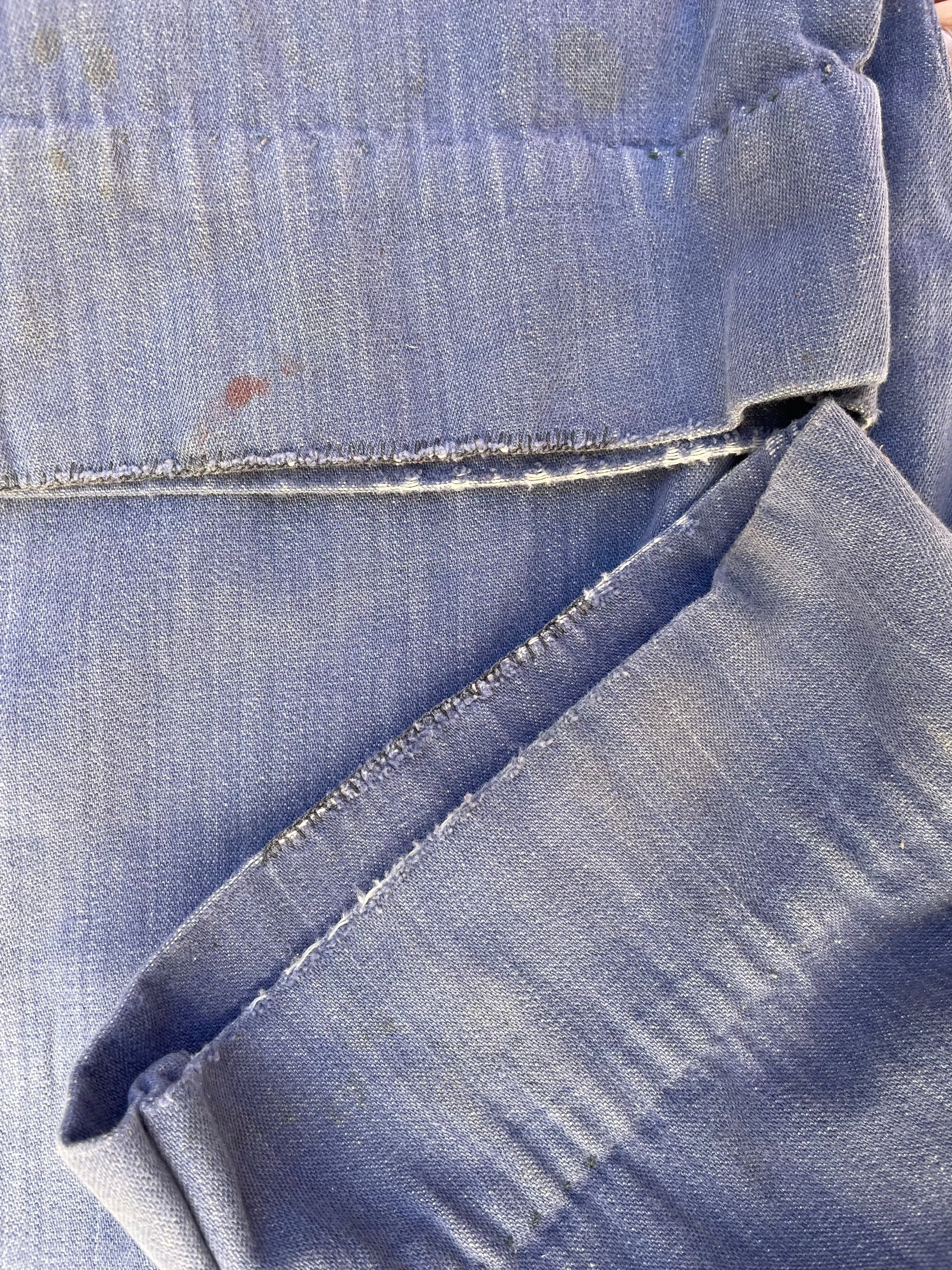 1940s Indigo Cotton Workwear Bib Front Side Button Overalls