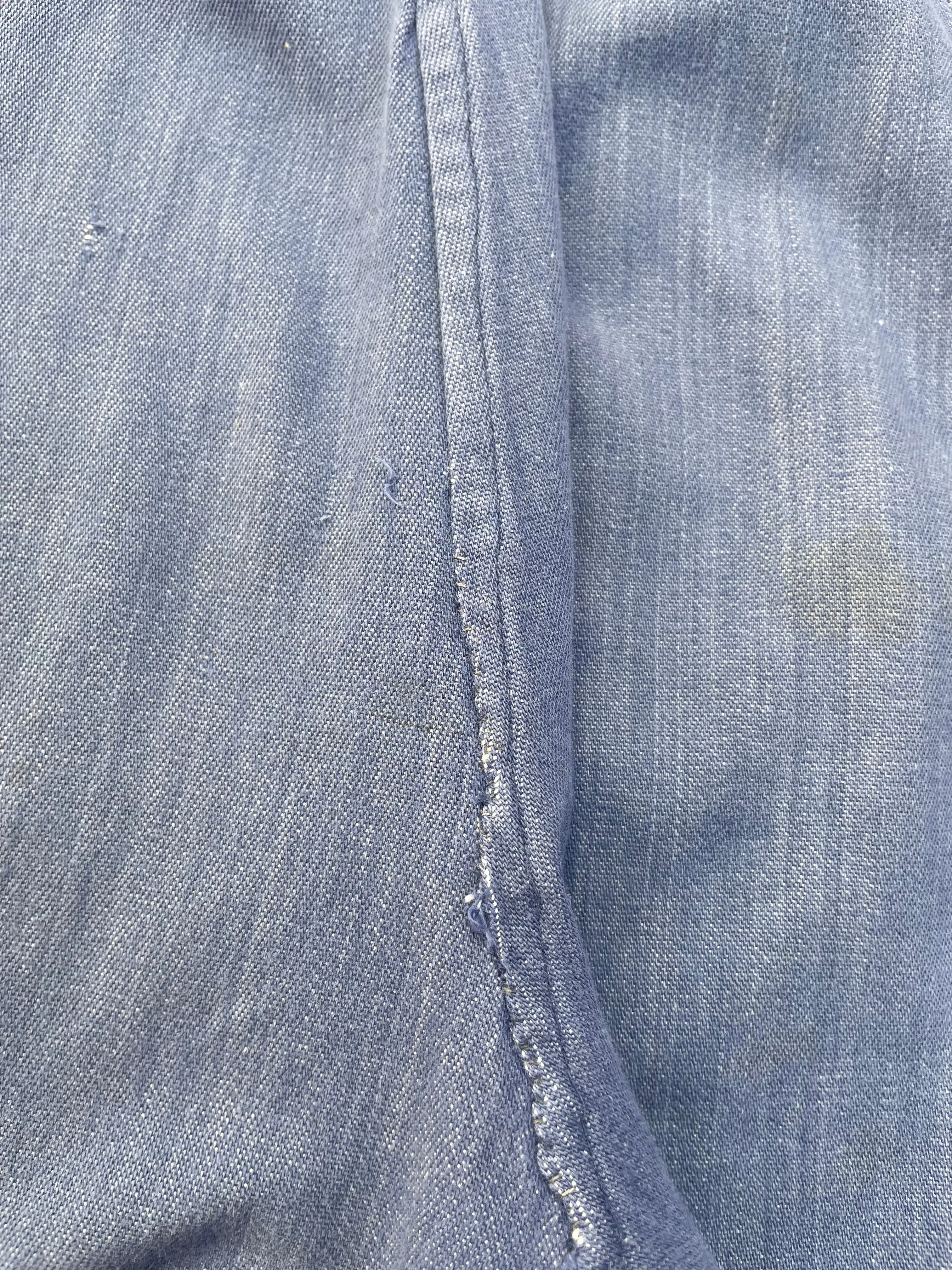 1940s Indigo Cotton Workwear Bib Front Side Button Overalls