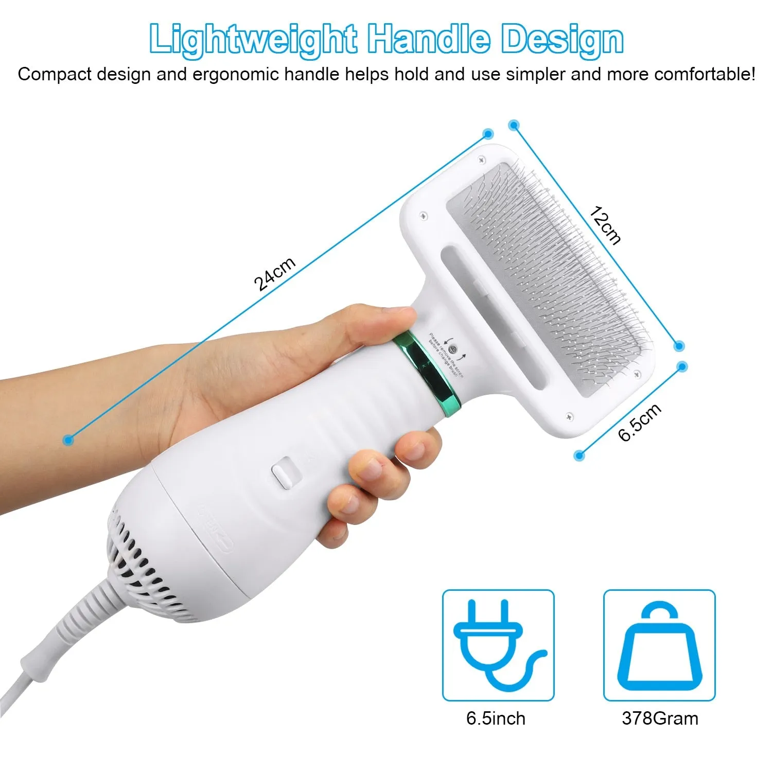 2-In-1 Portable Pet Grooming Dog Brush Hair Dryer