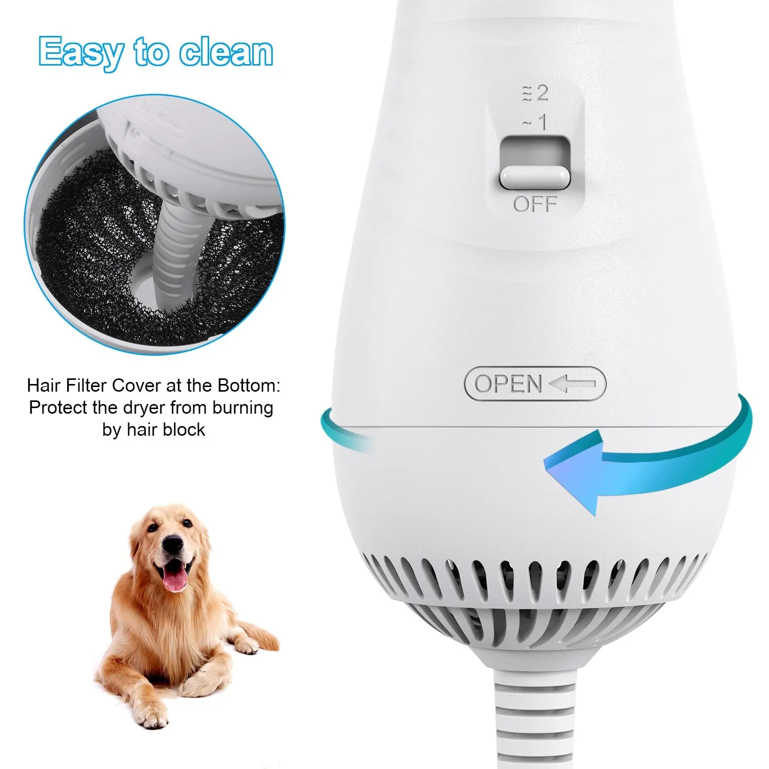 2-In-1 Portable Pet Grooming Dog Brush Hair Dryer