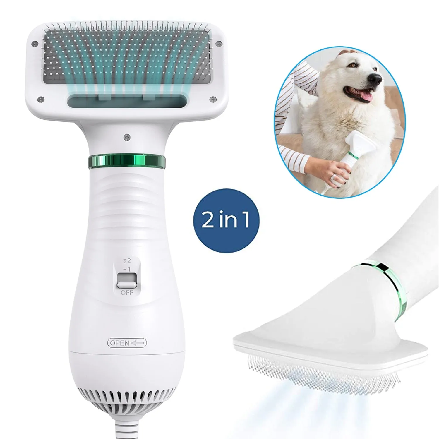 2-In-1 Portable Pet Grooming Dog Brush Hair Dryer