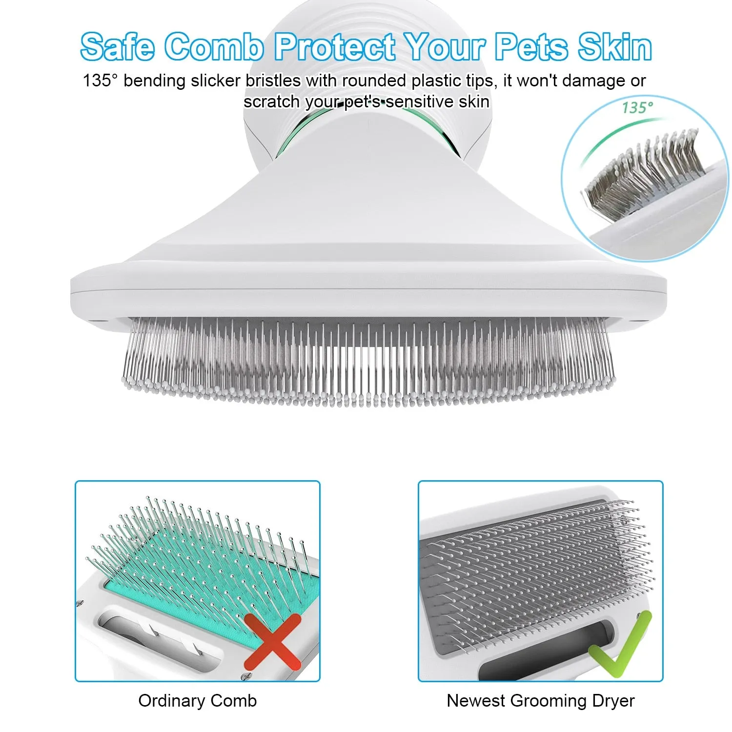 2-In-1 Portable Pet Grooming Dog Brush Hair Dryer