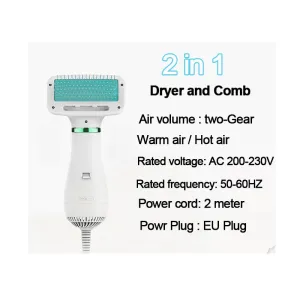 2-In-1 Portable Pet Grooming Dog Brush Hair Dryer