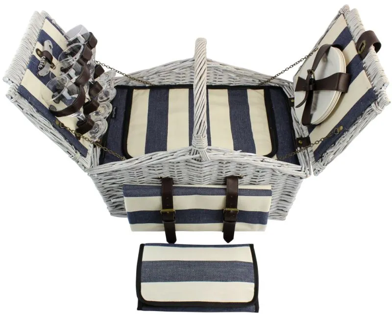 4 Person Huntsman Willow Picnic Hamper Cooler White