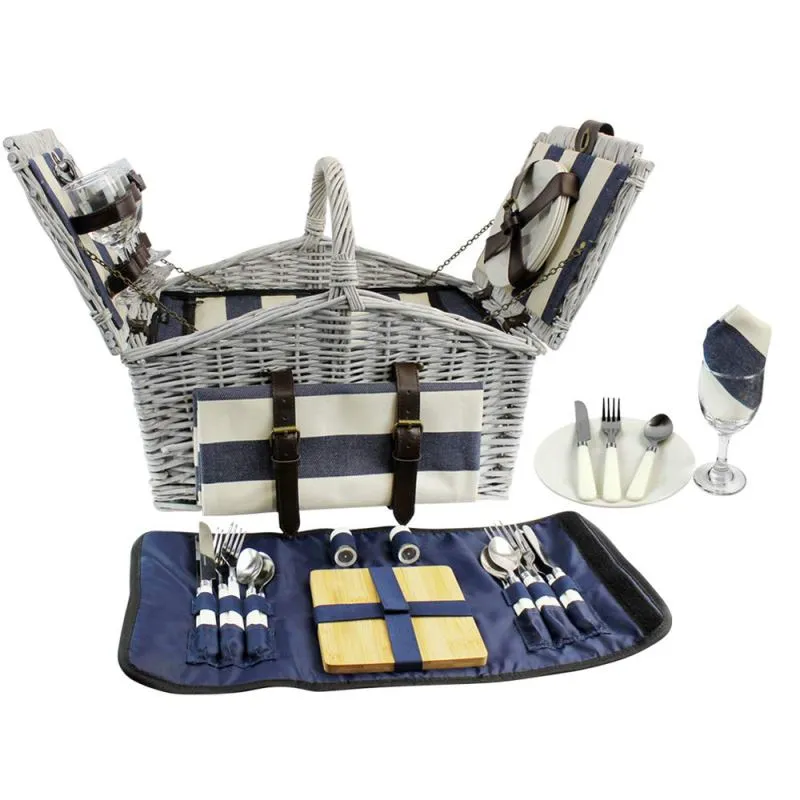 4 Person Huntsman Willow Picnic Hamper Cooler White
