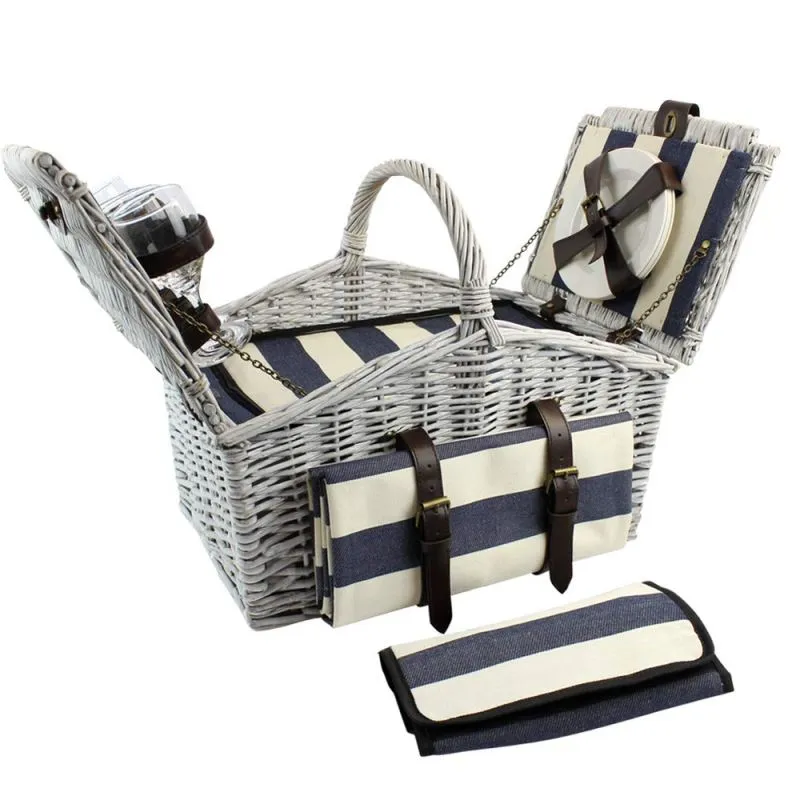4 Person Huntsman Willow Picnic Hamper Cooler White