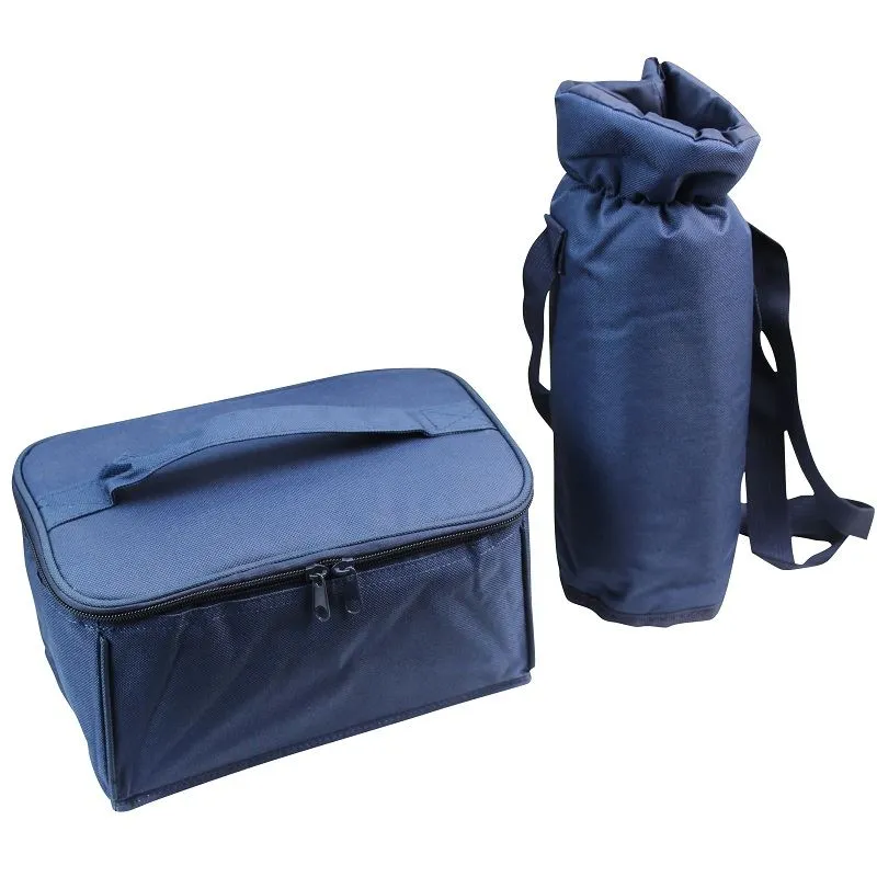 4 Person Natural Wicker Picnic Hamper Basket Deluxe Service Set