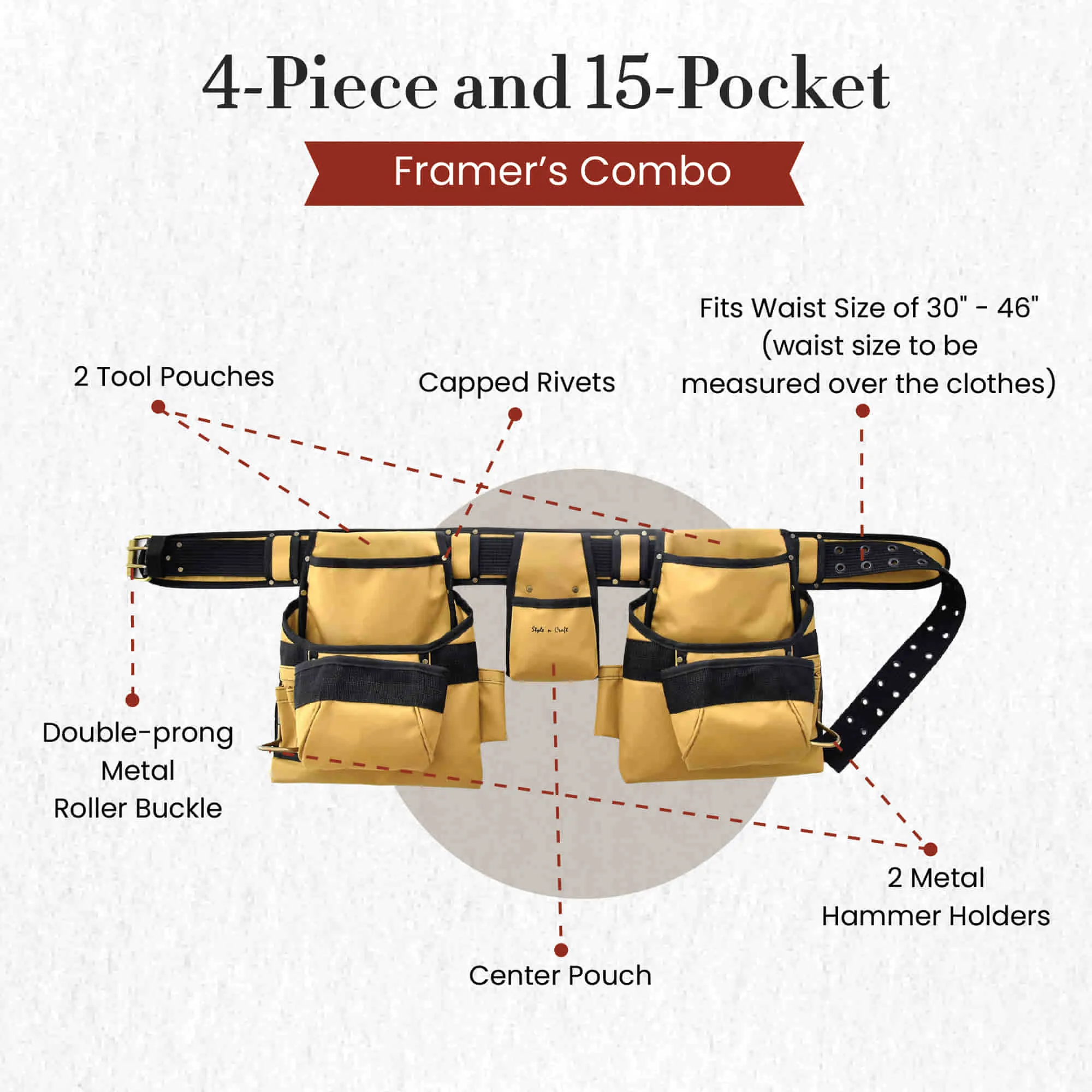 76422 - 4 Piece 15 Pocket Framer’s Combo in Polyester | Style n Craft