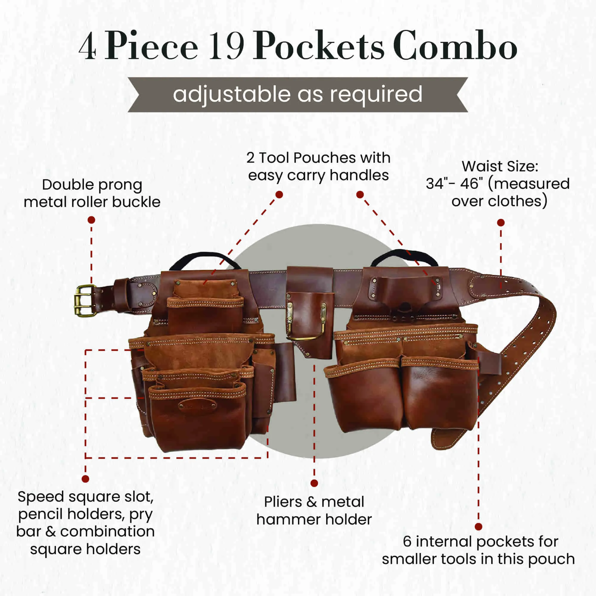 98444 - 4 Piece 19 Pocket Framer's Combo in Grain Leather | Style n Craft