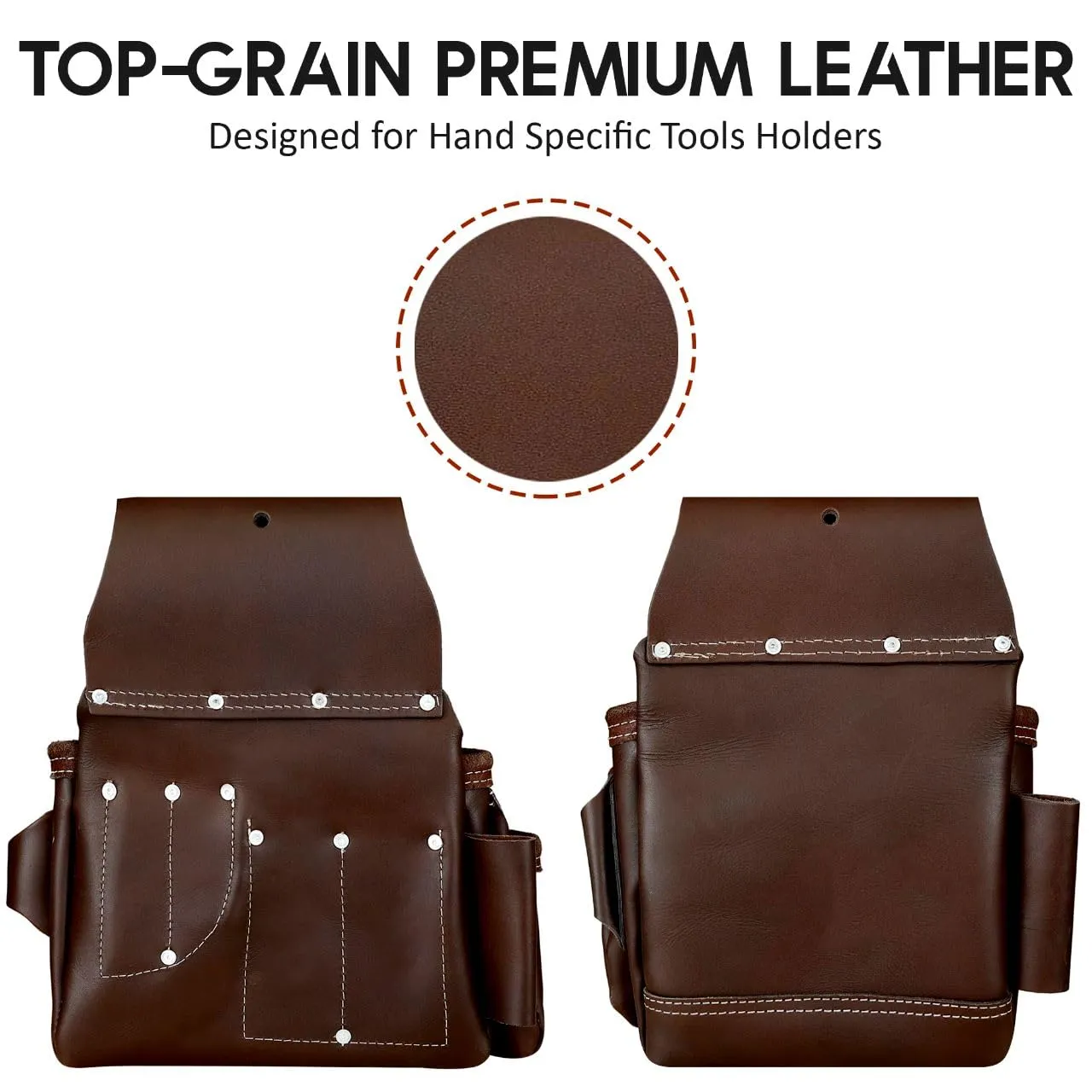 AP-Leather PRO-19 100% Genuine Full Grain Leather Tool Belt/Pouch/Bag, Tool Belt with Suspenders, Comfort Back Support Tool Pouches with Suspenders