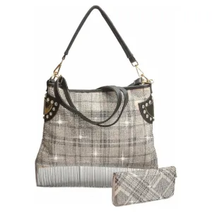As if rhinestone and fringe bag and wallet