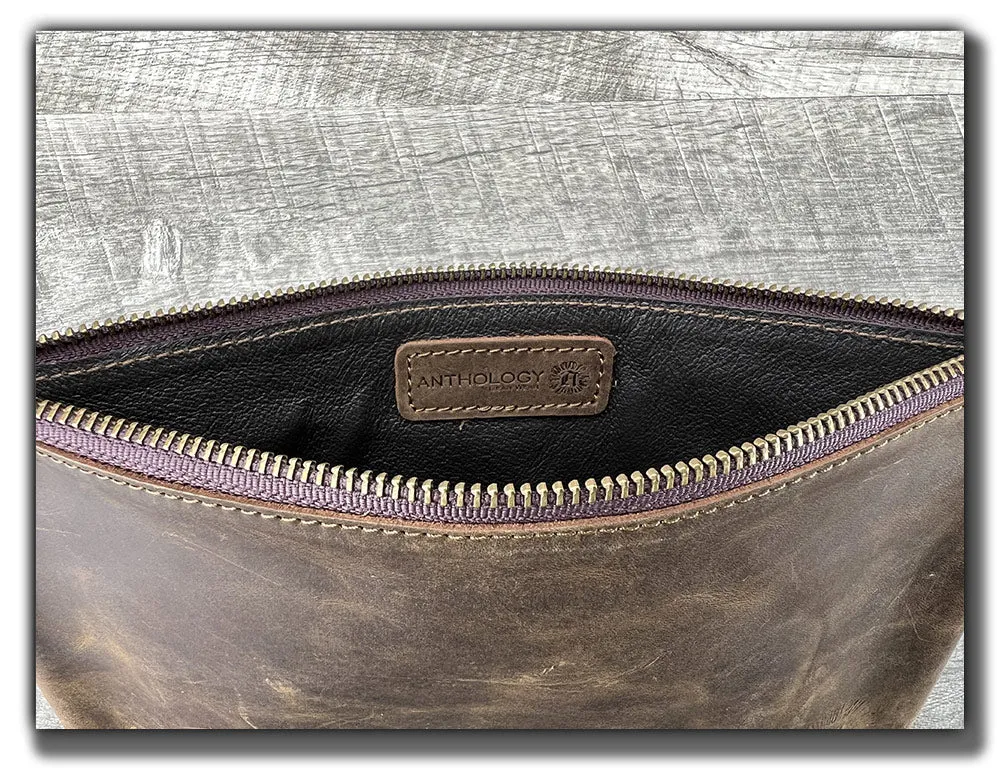 B-STOCK Leather Zipper Pouch - Whiskey Brown (Factory Second - Imperfect Corners)