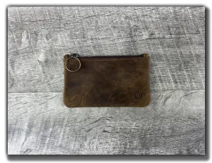 B-STOCK Leather Zipper Pouch - Whiskey Brown (Factory Second - Imperfect Corners)