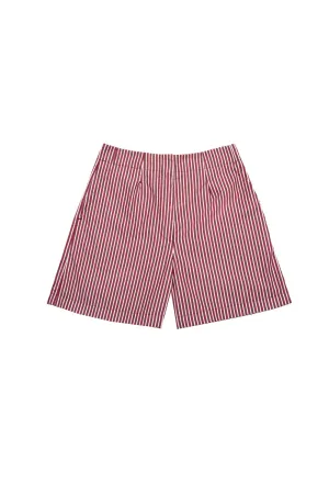 Bessie A-Line Shorts, Berry Red Stripe