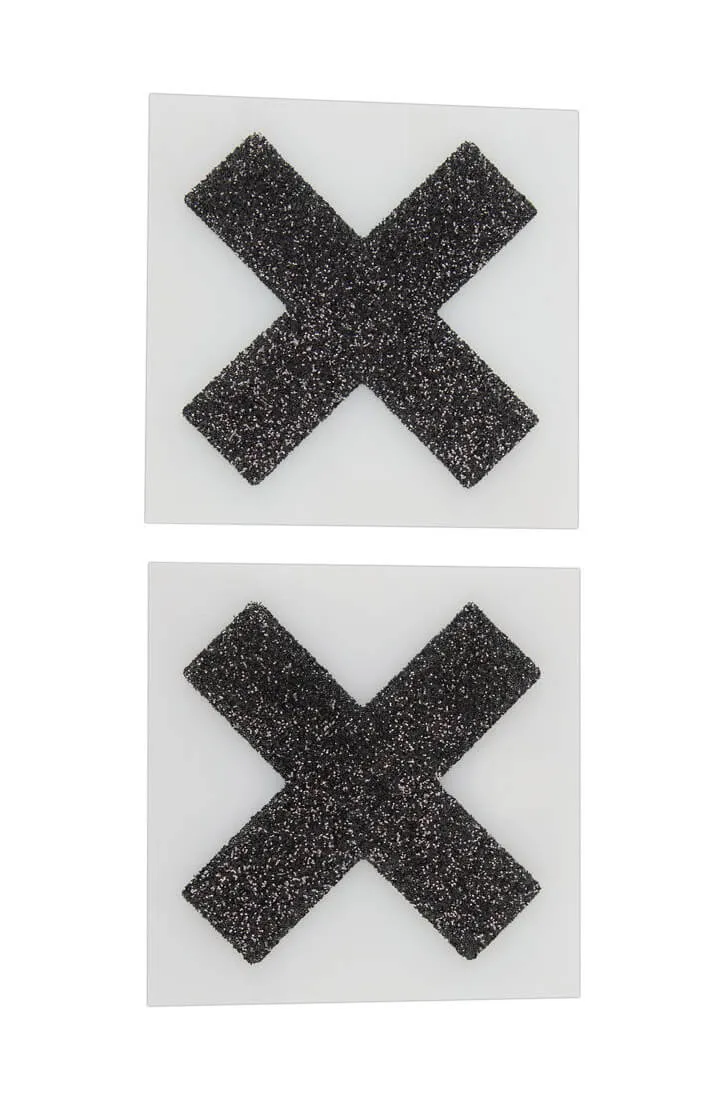 Black glitter cross nipple covers
