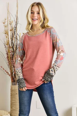 Boho Raglan Long Sleeve in rust * on sale *