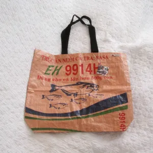 Bright Orange Graphic Tote Made From Recycled Feed Bags, Fair Trade and Fun!