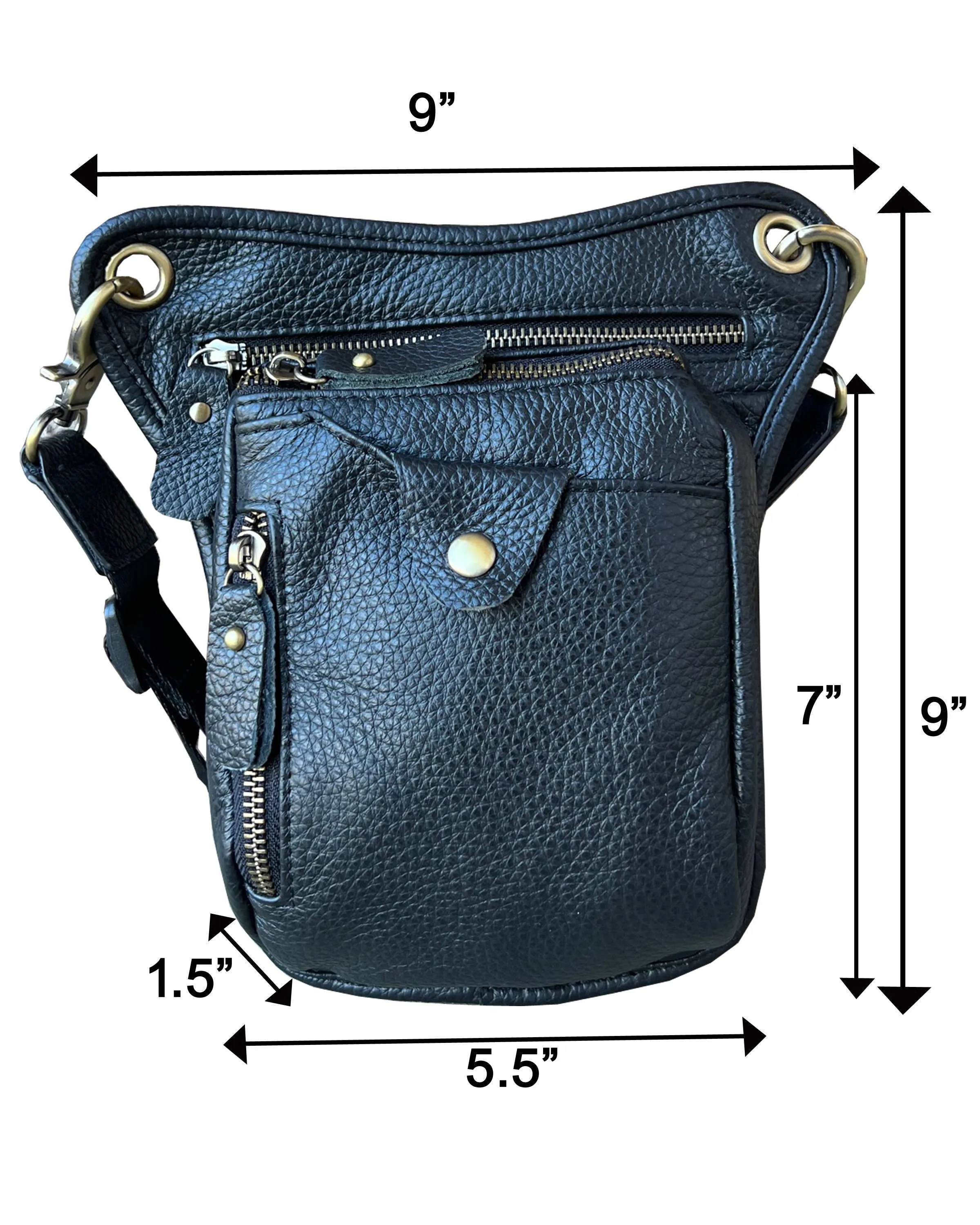 Brown Cowhide Crossbody shoulder bag fanny pack leg bag