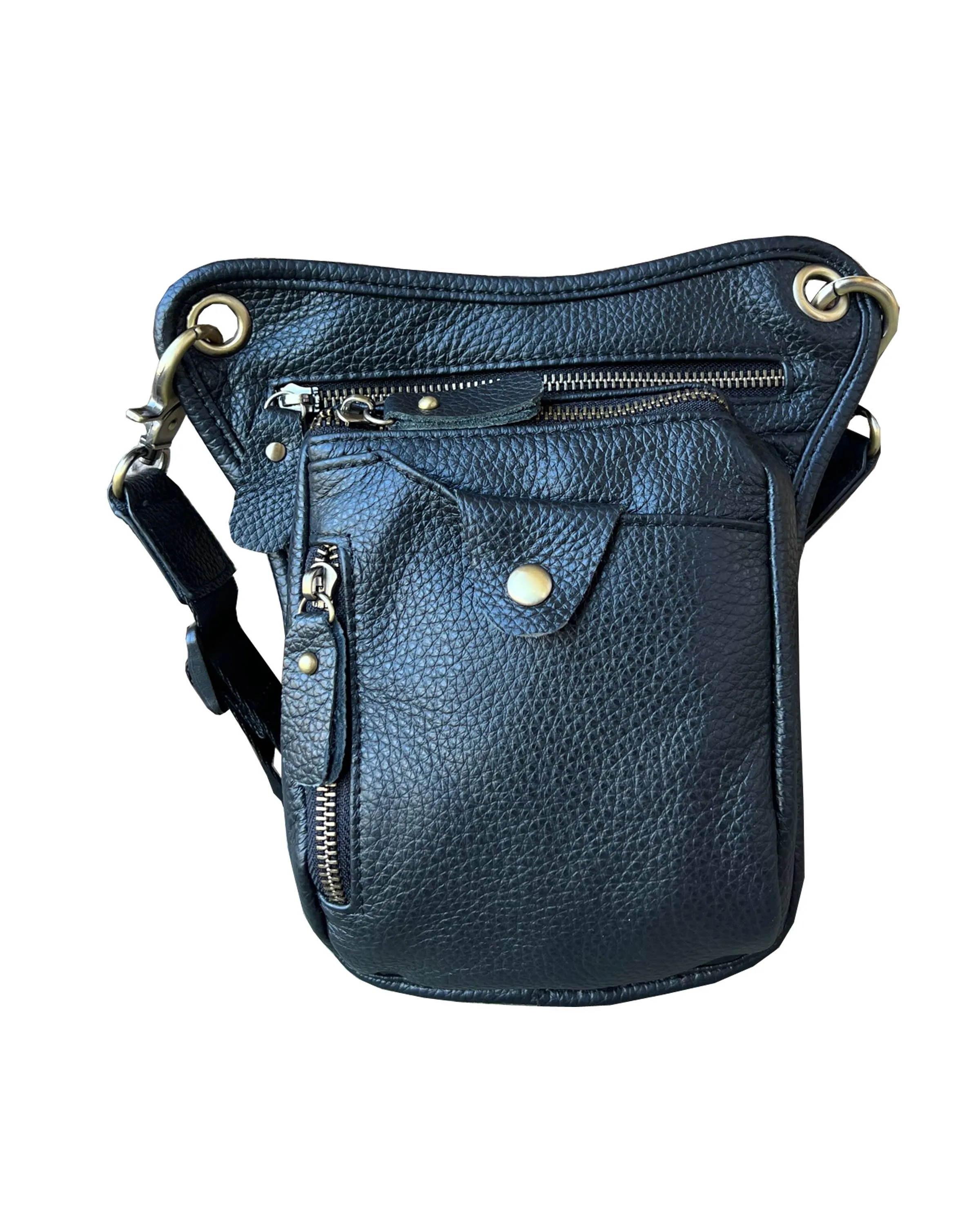 Brown Cowhide Crossbody shoulder bag fanny pack leg bag