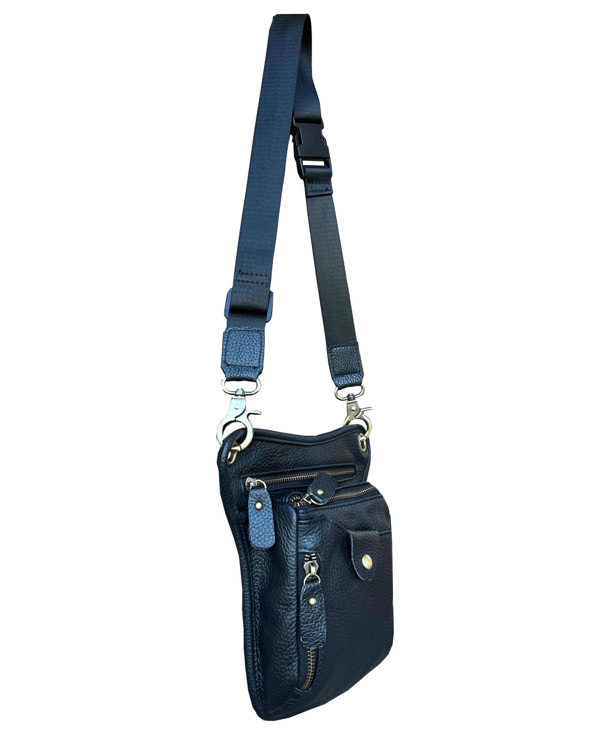 Brown Cowhide Crossbody shoulder bag fanny pack leg bag