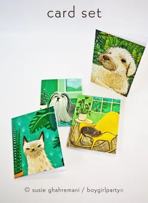 Cat and Dog Notecard Set – Blank Cards with envelopes – Cute Pet Greeting Cards
