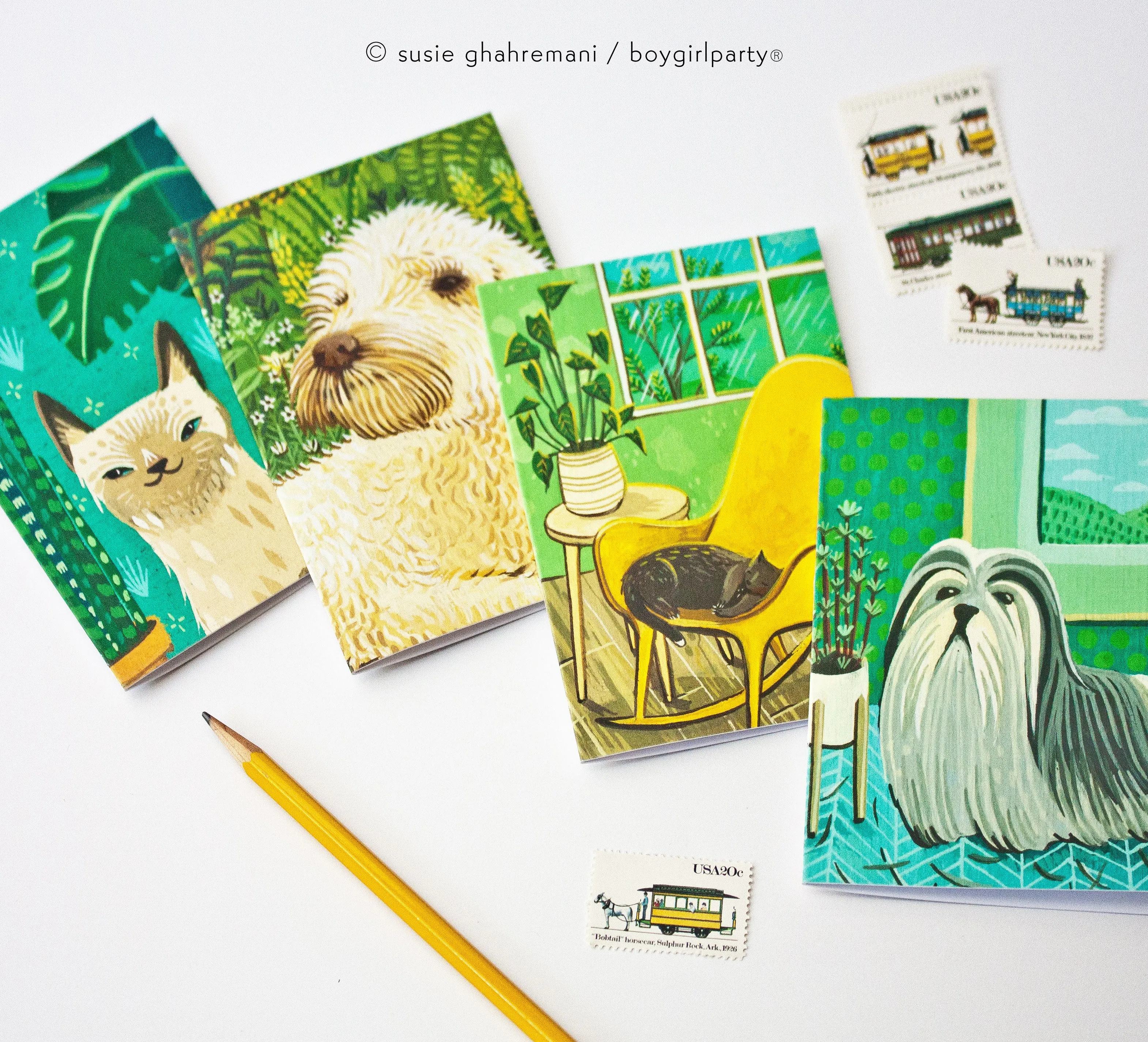 Cat and Dog Notecard Set – Blank Cards with envelopes – Cute Pet Greeting Cards