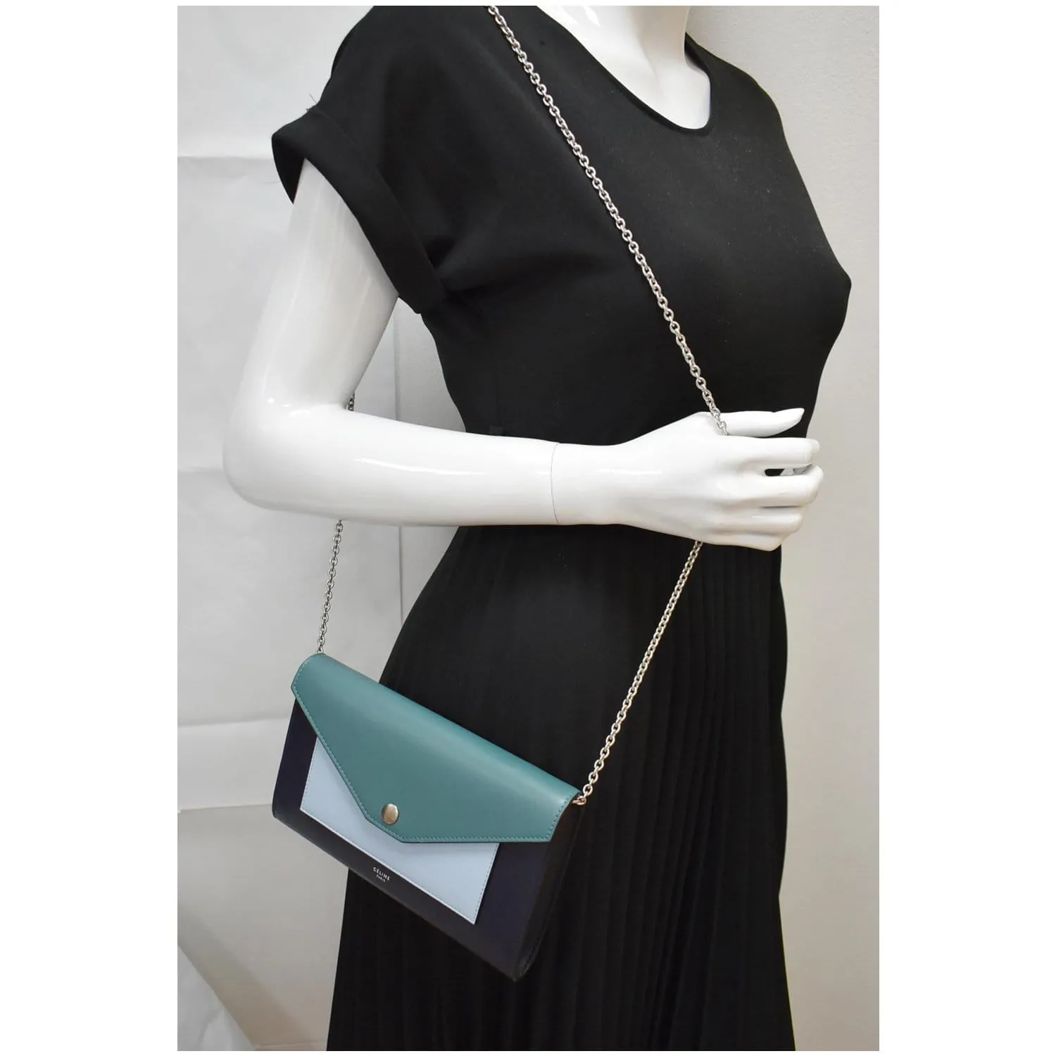 CELINE Pocket Envelope Leather Shoulder Bag Multicolor