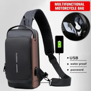 Chest Bag Multifunction Crossbody Sport Running Travel Sling Pack Anti Theft USB Charge Shoulder Messenger Pack Luxury Brand Men