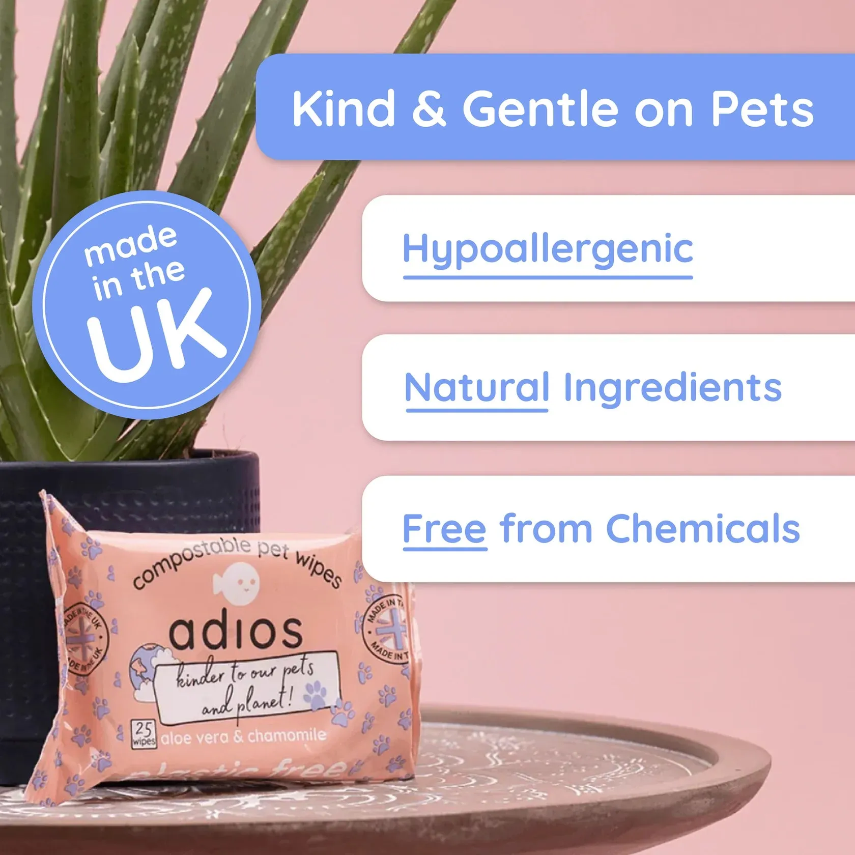 Compostable Pet Wipes – Plant-Based, Natural & Safe for Pets by Adios