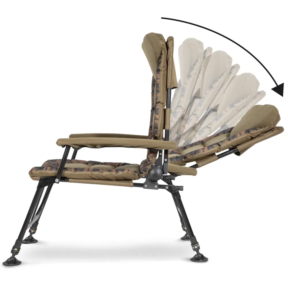 Dellonda Deluxe Portable Reclining Fishing Chair with Padded Armrests - A