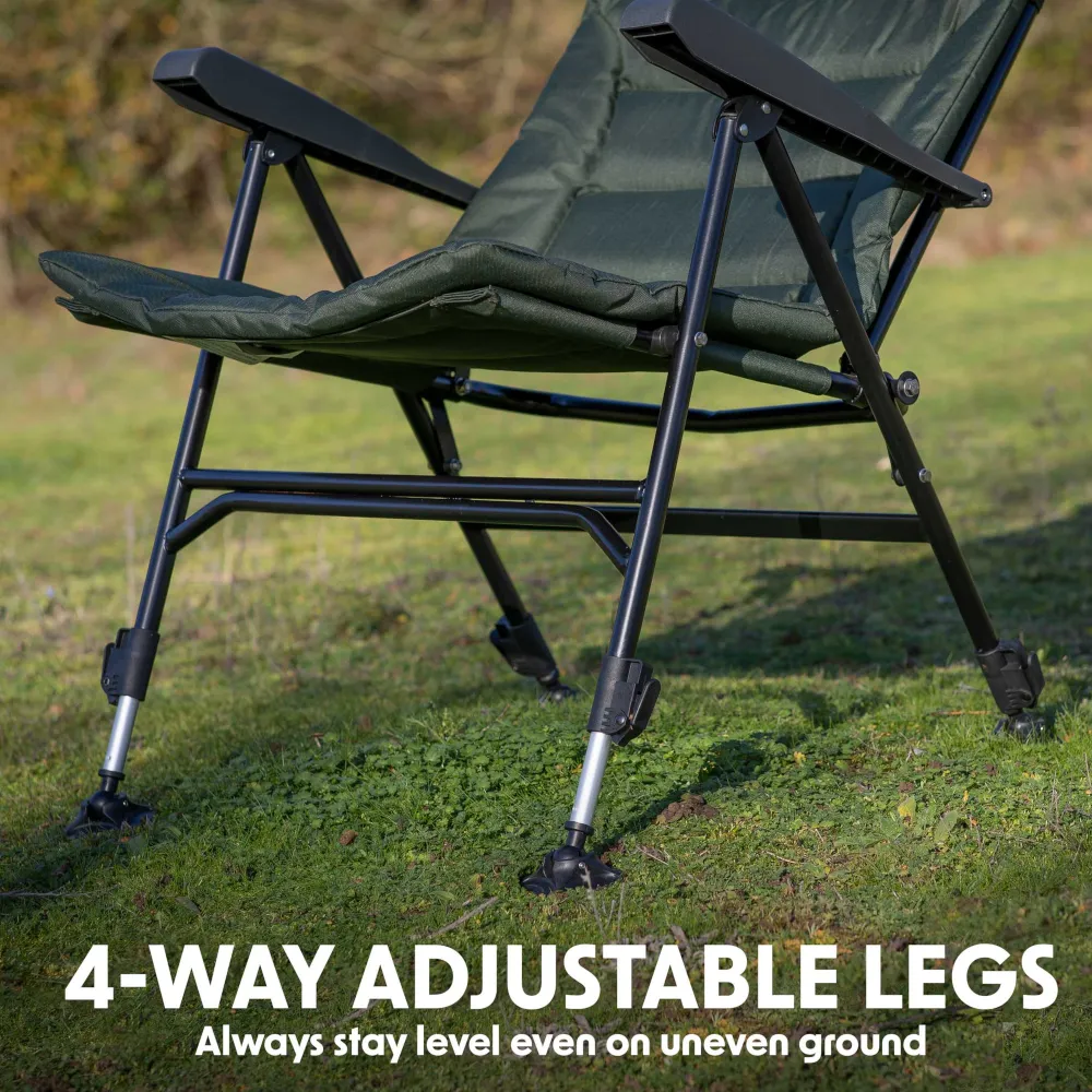 Dellonda Portable Reclining Fishing Chair with Armrests - A