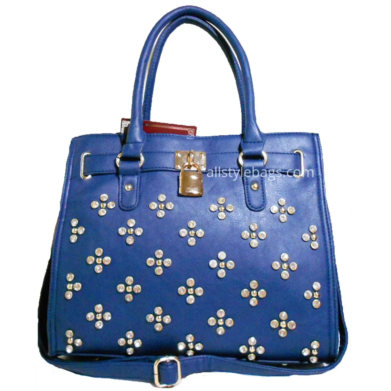 Designer Inspired black LOEM lock Rhinestone Stud Shoulder bag handbag Tote