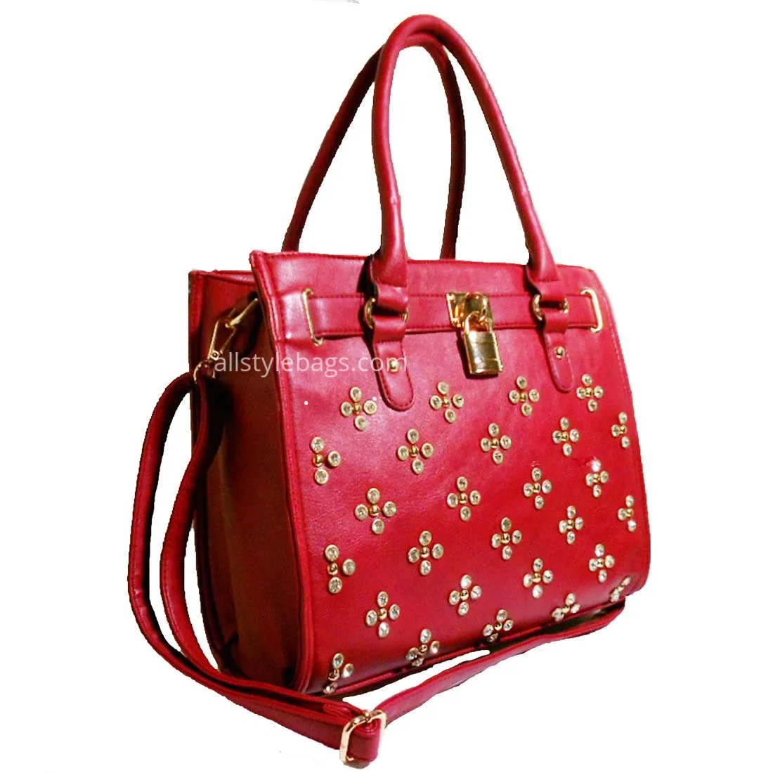 Designer Inspired black LOEM lock Rhinestone Stud Shoulder bag handbag Tote