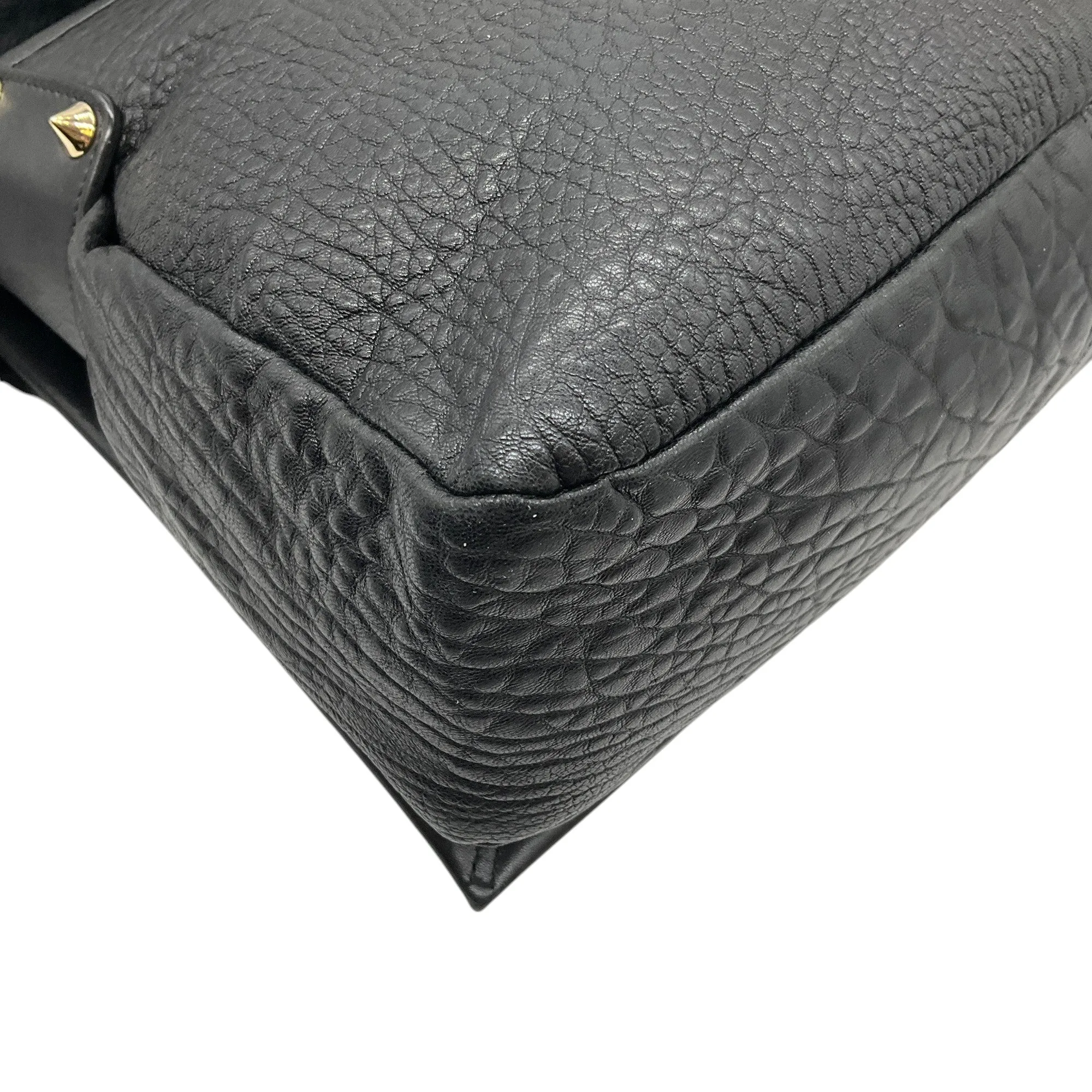 Elena Ghisellini Black Leather and Fur Three Way Bag