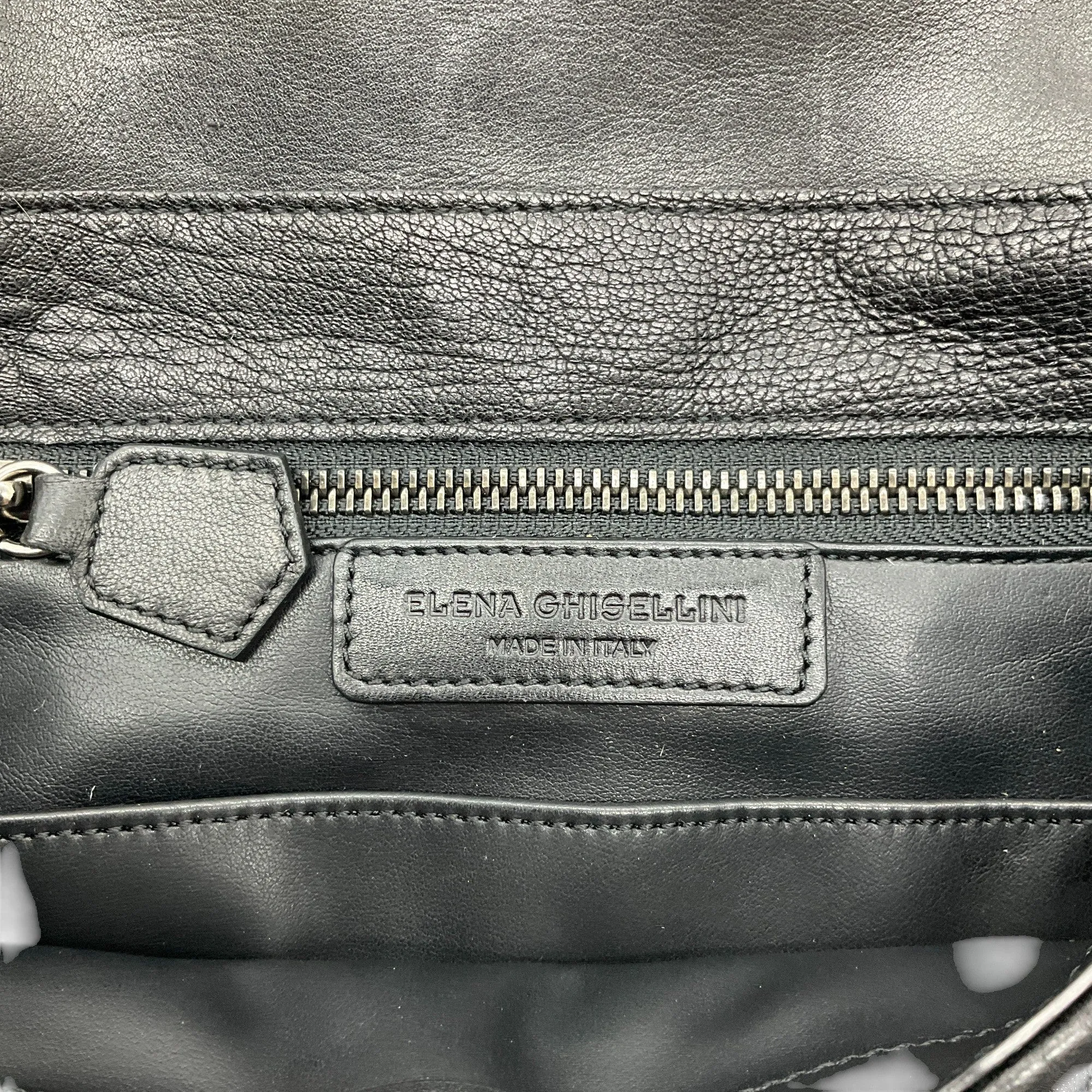 Elena Ghisellini Black Leather and Fur Three Way Bag
