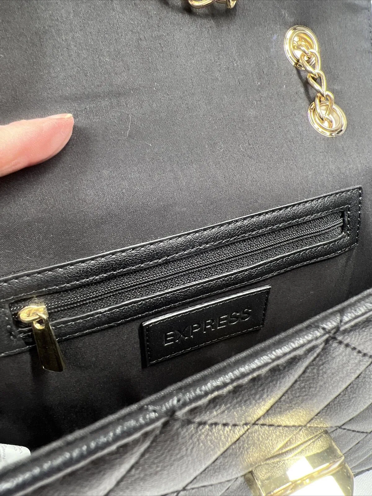 Express Black￼ Purse Adjustable  Shoulder Bag Gold Chain
