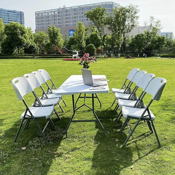 Foot Stool Folding Chair Folding Stool Portable Plastic Chair and Non-Slip Foot Pads Weatherproof Indoor and Outdoor