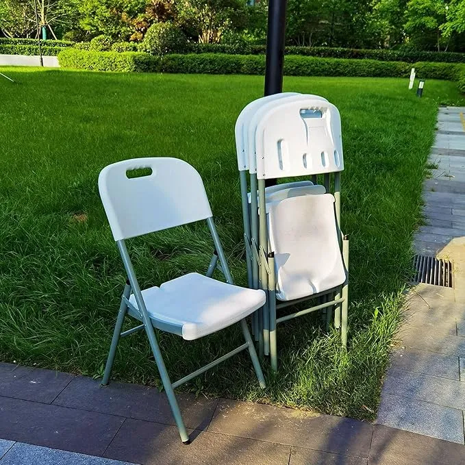Foot Stool Folding Chair Folding Stool Portable Plastic Chair and Non-Slip Foot Pads Weatherproof Indoor and Outdoor