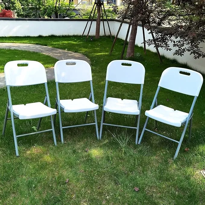 Foot Stool Folding Chair Folding Stool Portable Plastic Chair and Non-Slip Foot Pads Weatherproof Indoor and Outdoor