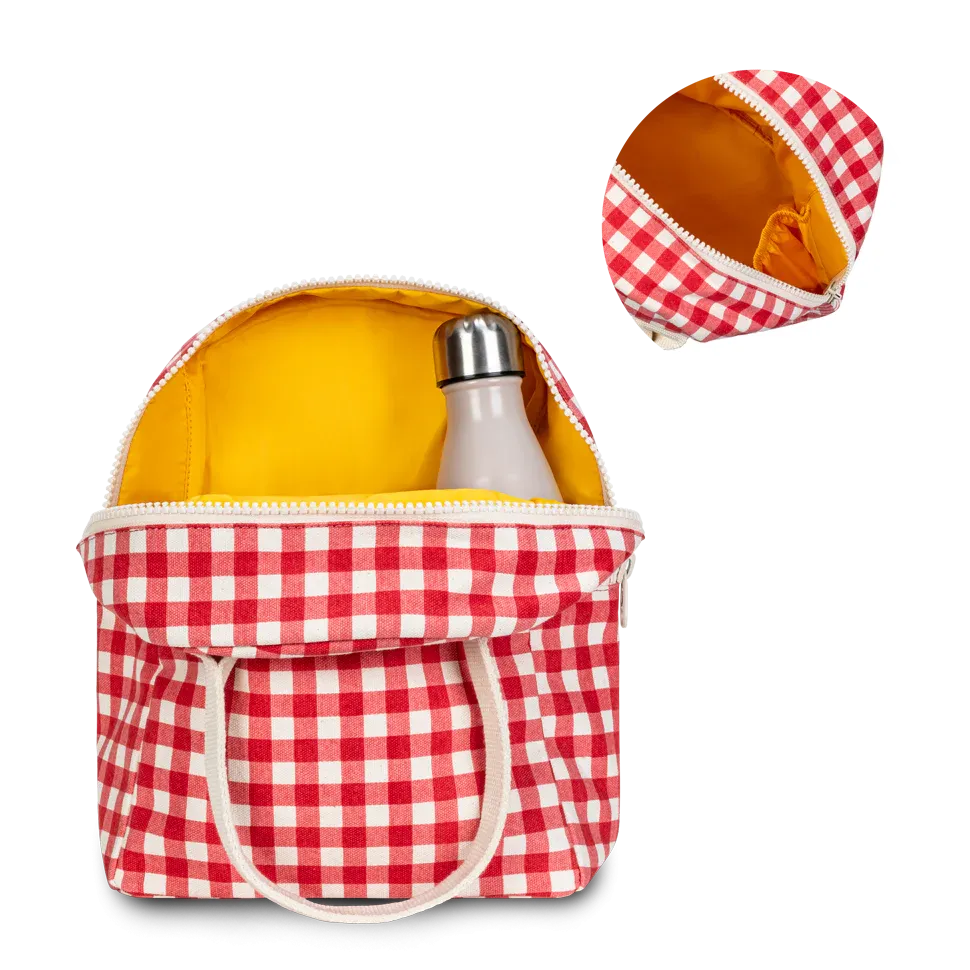 Gingham Red Zippered Lunch Bag