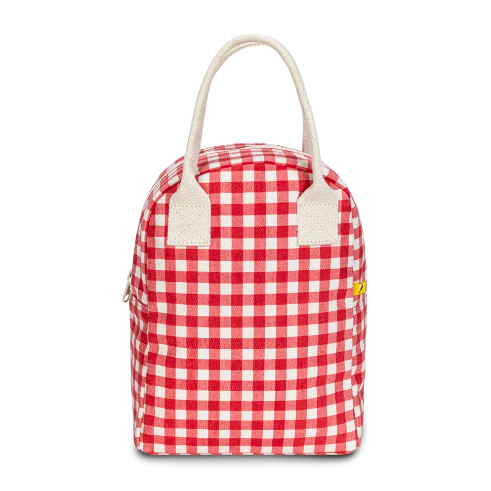Gingham Red Zippered Lunch Bag