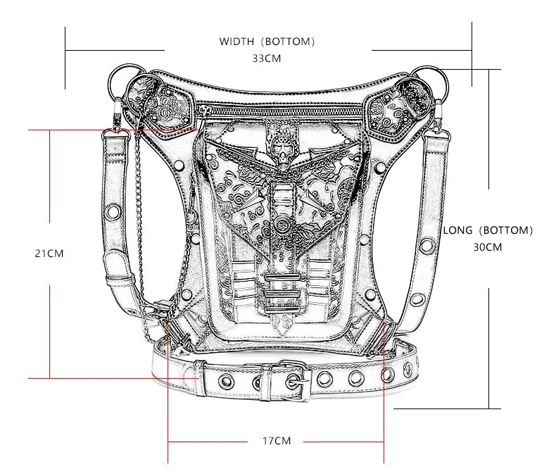 Gothic Steampunk Waist Bag Drop Leg Arm Bag Pack Waist Shoulder Fanny Pouch Bag