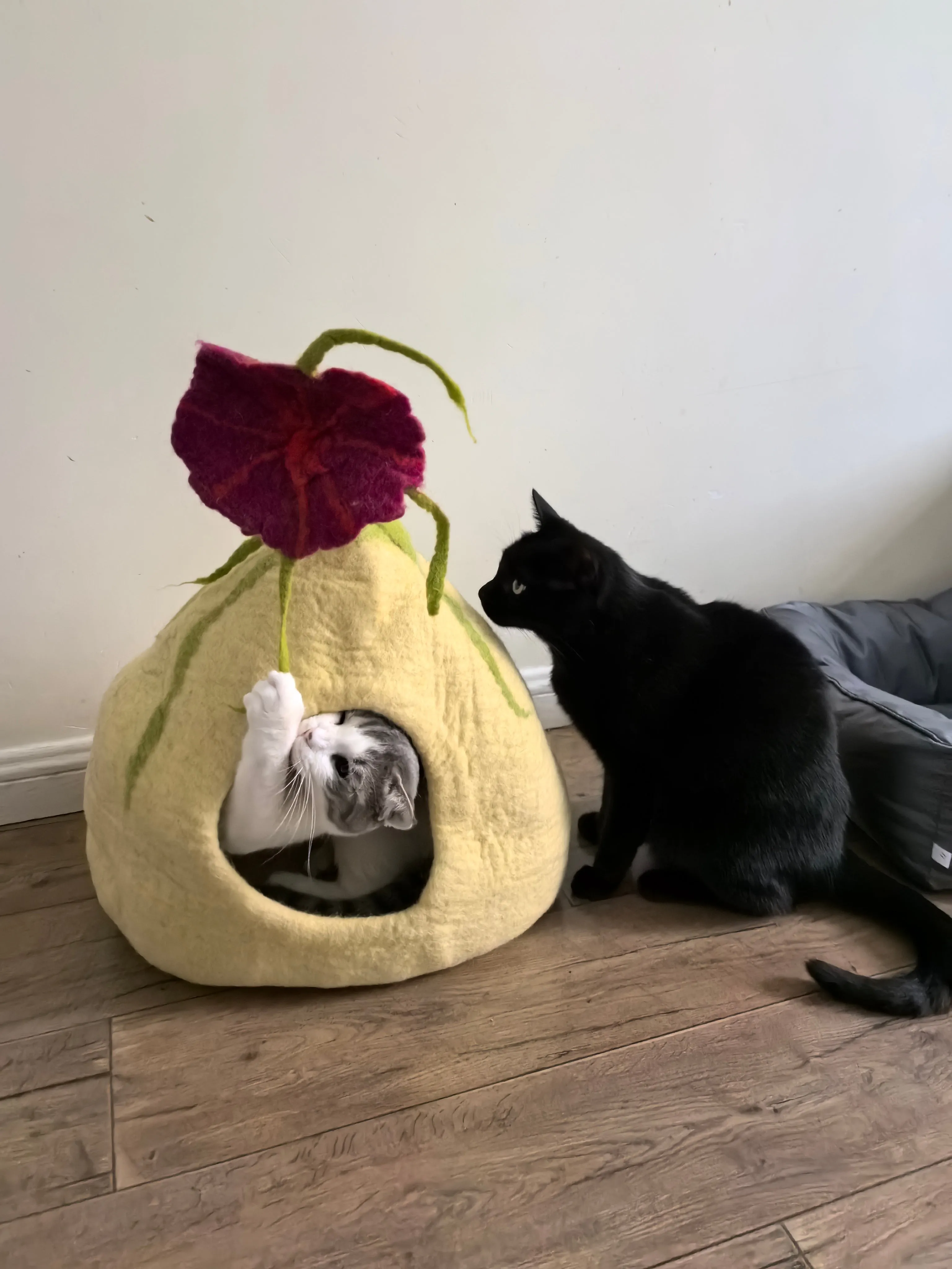 Handmade Wool Cat Cave Cat Bed Flower Decoration
