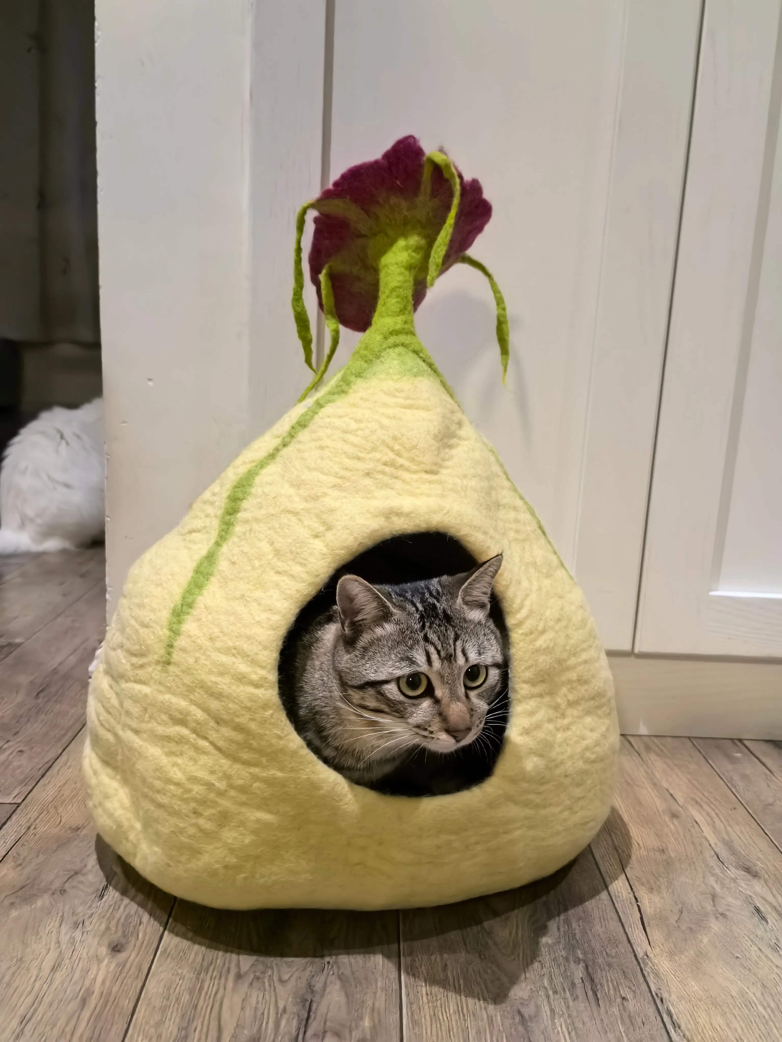 Handmade Wool Cat Cave Cat Bed Flower Decoration