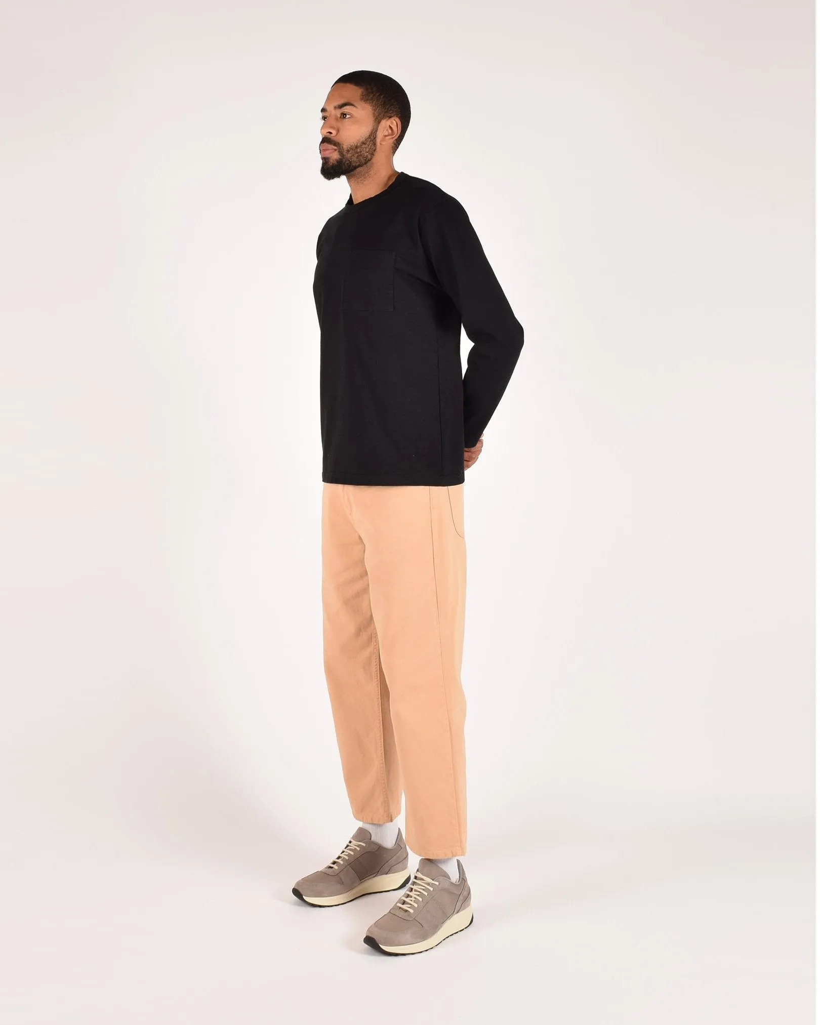 Heavy Duty Long Sleeve Tee - Single Pocket - Black