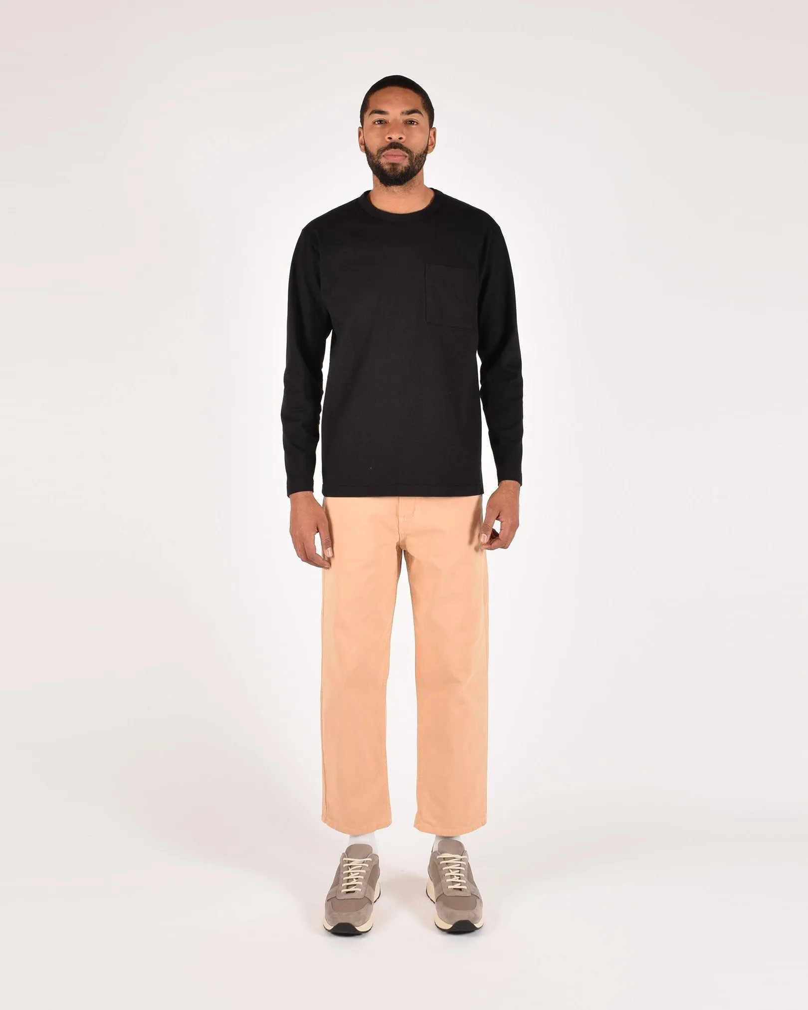 Heavy Duty Long Sleeve Tee - Single Pocket - Black