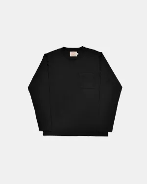 Heavy Duty Long Sleeve Tee - Single Pocket - Black