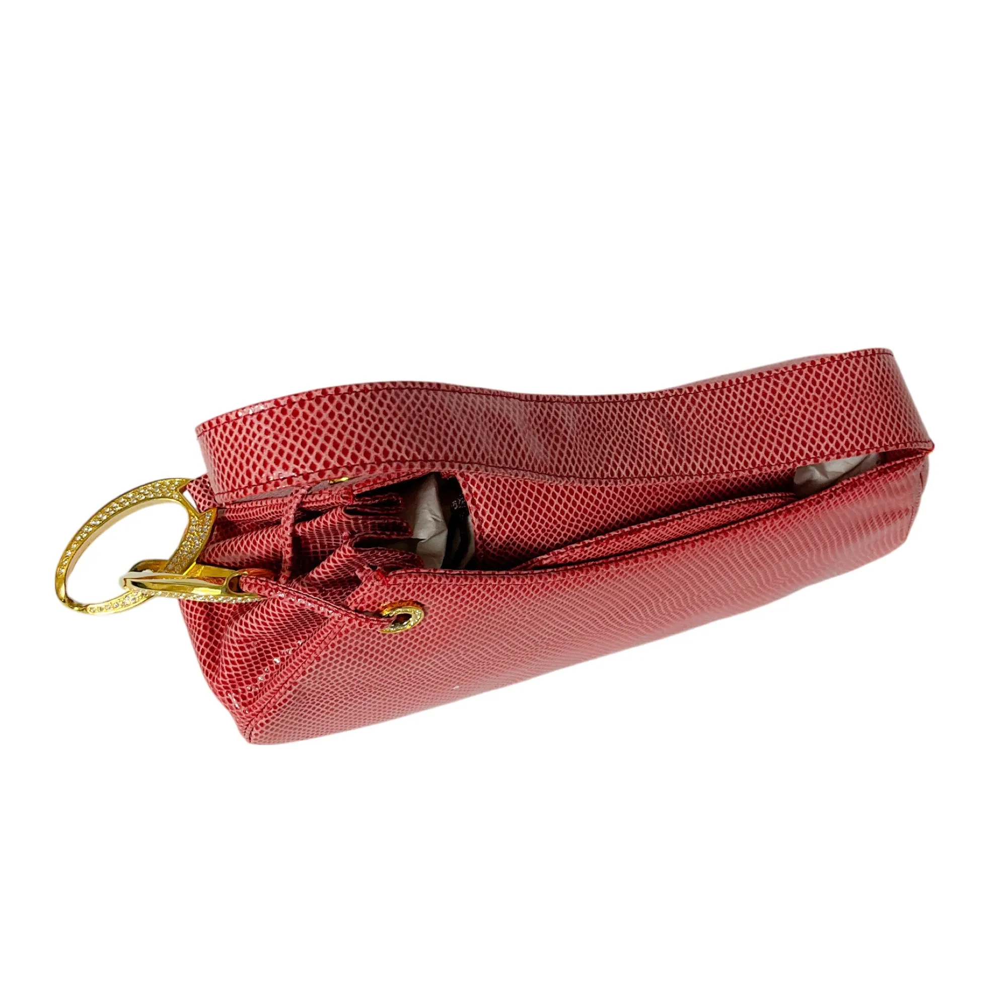 Judith Leiber Pink Lizard Skin Leather Shoulder Bag