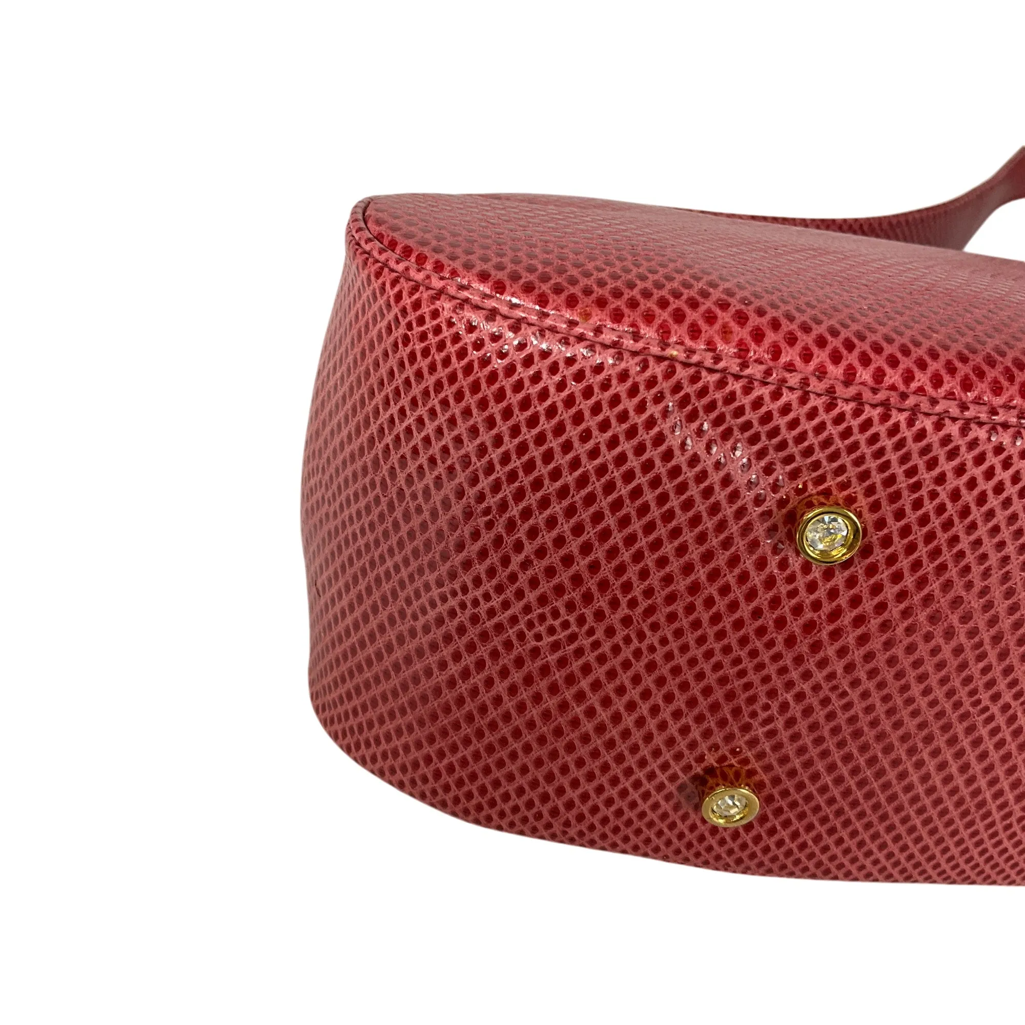 Judith Leiber Pink Lizard Skin Leather Shoulder Bag