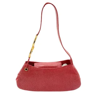 Judith Leiber Pink Lizard Skin Leather Shoulder Bag